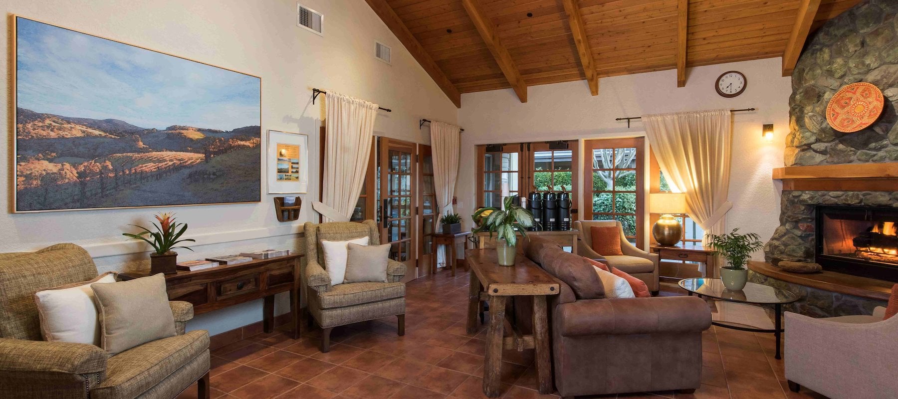 Fireplace at El Pueblo Inn Hotel, California